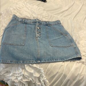 Topshop Light Blue Denim Mini Skirt